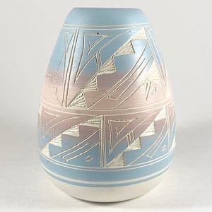 Hand painted Hozoni Navajo pottery vase